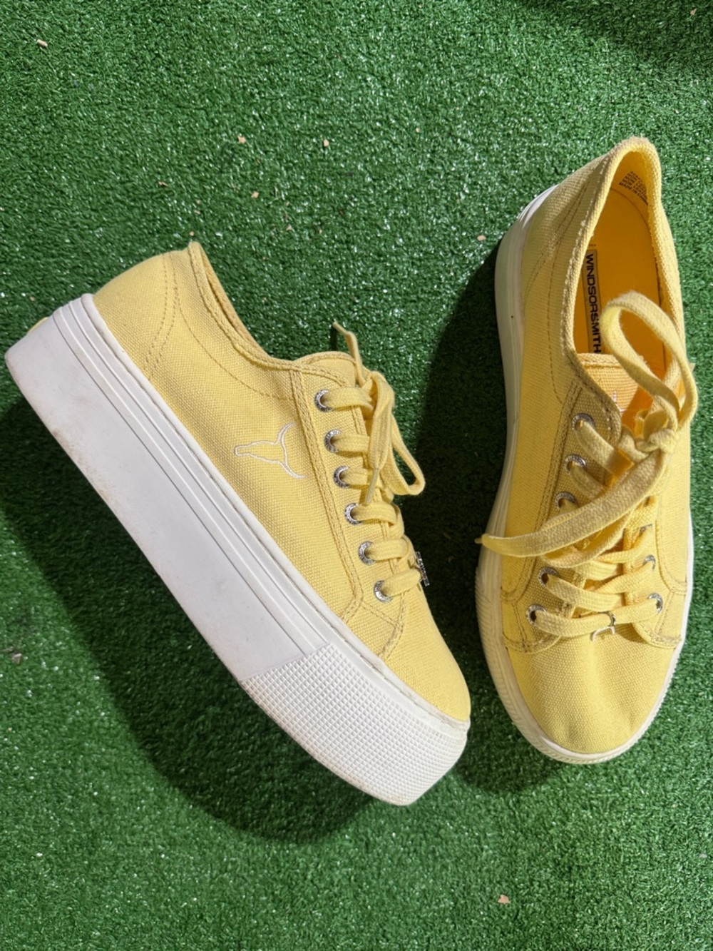 Windsor smith butter Yellow “ruby” Platform Canvas Sneakers